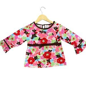 Hanna Andersson Girls Floral Long Sleeve Top - Size 130 cm (US 8)